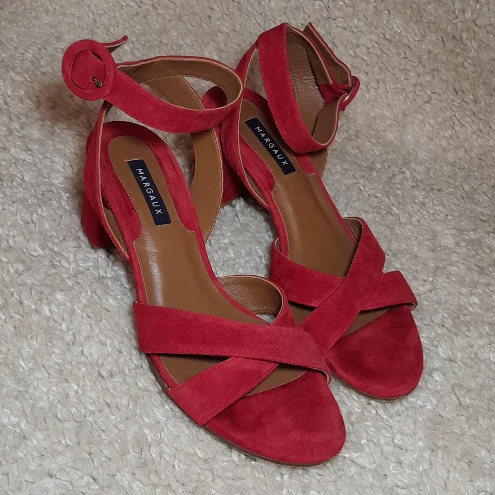 MARGAUX CITY SANDALS IN RED SUEDE size 39.5 - Picture 14 of 16